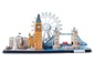 Ein 3D-Modell von London mit Big Ben, London Eye und Tower Bridge.