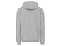Grauer Hoodie mit Kapuze.