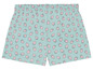 Hellblaue Shorts mit Erdbeerprint.