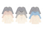 Sechs Baby-Langarmshirts, darunter einfarbige, gestreifte und mit Elefanten bedruckte.