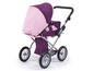 Ein rosa und lila Puppenwagen.