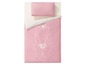 Ein rosa Bettbezug mit einem Bärenmotiv.