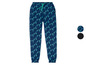 Blaue Jogginghose mit Palmenmuster.