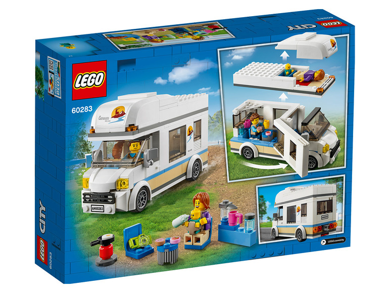 LEGO City Wohnmobil mit Minifiguren und Campingausrüstung.