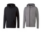Zwei schwarze und graue Zipper-Hoodies der Marke Ervit.