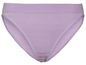 Lilafarbene Unterhose mit Streifen.