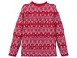 Ein roter Langarmshirt mit einem Weihnachtsmuster.