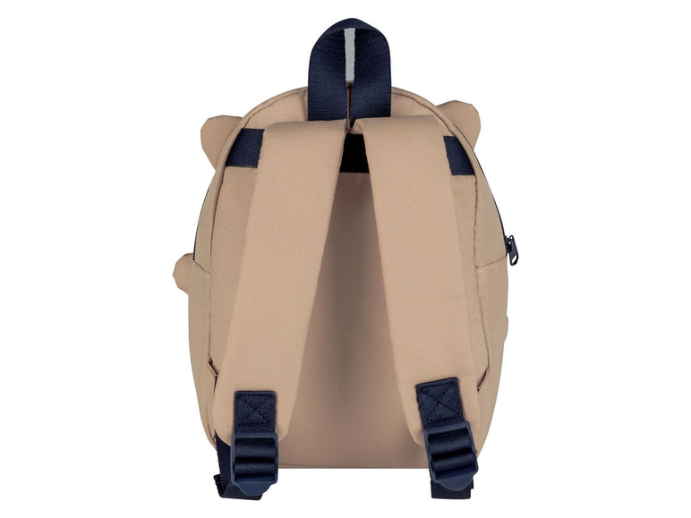 Beigefarbener Rucksack mit schwarzen Trägern