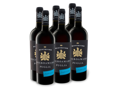 6 x 0,75-l-Flasche Weinpaket Montecore Negroamaro Puglia IGP halbtrocken, Rotwein