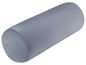 Ein graues Kissen in Zylinderform.