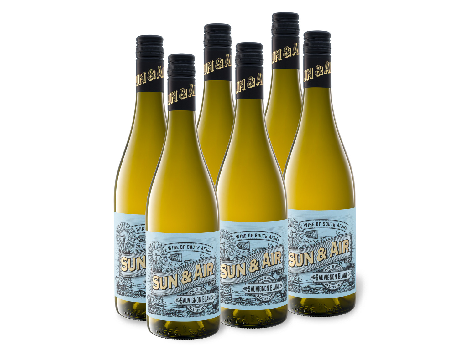 6 x Sun Südafrika 0,75-l-Flasche Weinpaket & Air Sauvi…