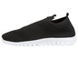 Schwarze Slip-on-Sneaker mit weißer Sohle.