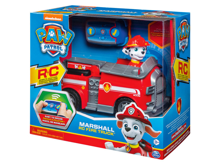 Ein ferngesteuertes Feuerwehrauto von Marshall aus der Paw Patrol.