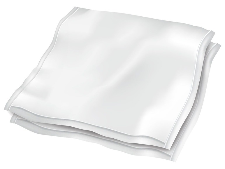 Zwei glatte, weiße Plastiktüten mit versiegeltem Rand.