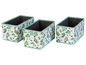 Drei faltbare Aufbewahrungsboxen mit grünem Blättermuster.