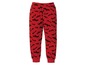 Rote Schlafhose mit Fledermaus-Muster.