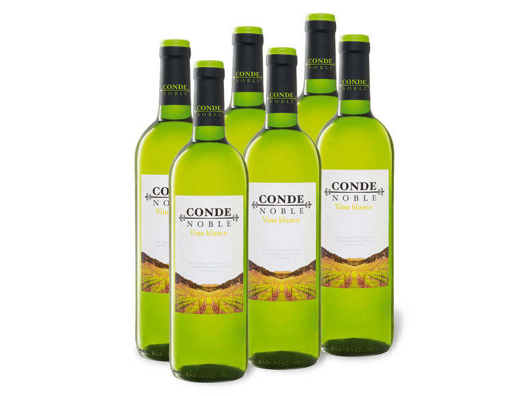 Gehe zu Vollbildansicht: 6 x 0,75-l-Flasche Weinpaket Conde Noble Vino blanco trocken, Weißwein - Bild 1