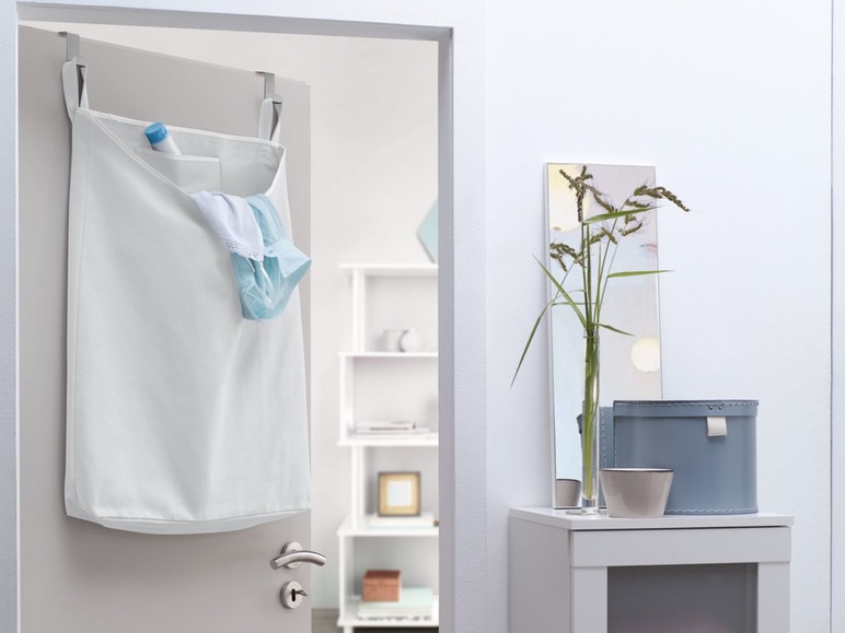 Gehe zu Vollbildansicht: AQUAPUR® Über-Tür Wäschesammler, mit passenden Metallhaken, unterseitiger Reißverschluss - Bild 3