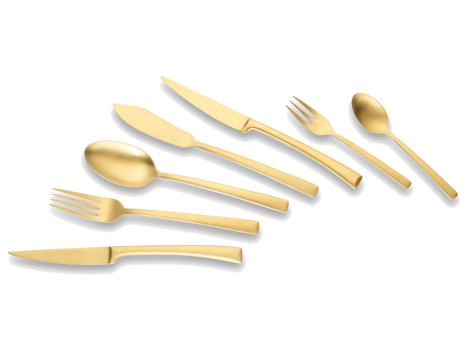 ECHTWERK Tafelbesteck „Avelino“  42 tlg. ,18/10 (Gold matt) | 04260238062003