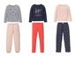 Drei Sets Kinderpyjamas mit langen Ärmeln, mit einem grauen Oberteil mit dem Text 'You're a Star!', einem dunkelblauen Oberteil mit dem Text 'Shine Like a Diamond' und einem rosafarbenen Oberteil.