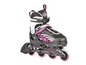 Schwarze Inline-Skates mit rosafarbenen Akzenten und der Marke Hudora.