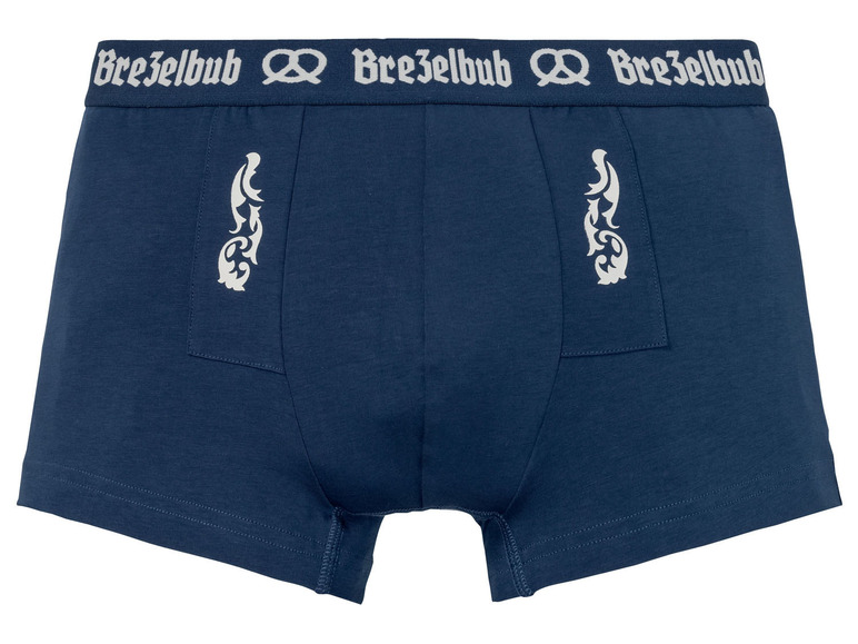 Blaue Boxershorts mit Brezelbub-Logo.