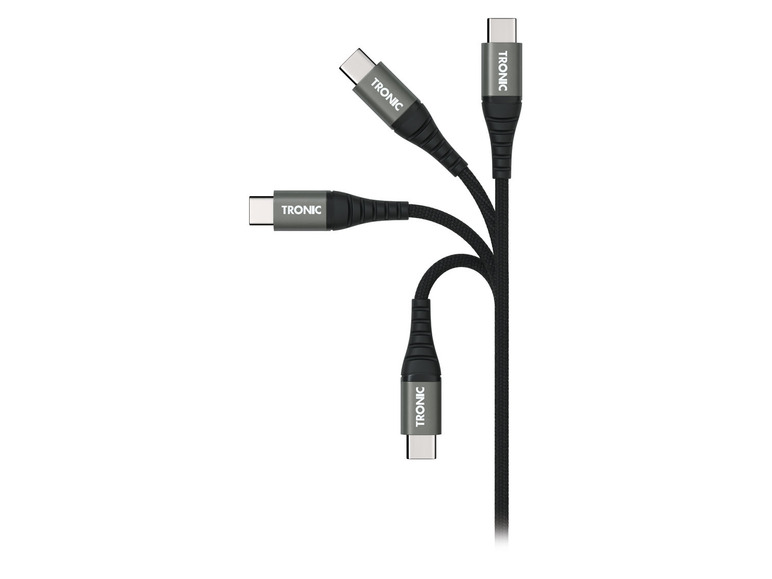 Gehe zu Vollbildansicht: TRONIC® Lade- und Datenkabel Textil, Metallstecker USB-C und USB-A 1m - Bild 4