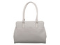 Eine hellgraue Handtasche mit zwei Henkeln.