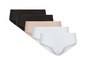 Vier Paar nahtlose Unterhosen in Schwarz, Beige und Weiß.