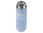 Blaue Thermosflasche mit dem Schriftzug 'Happy Together'.