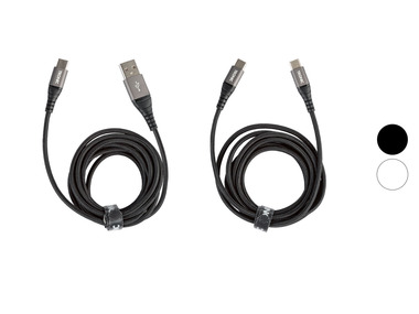 TRONIC® Lade- und Datenkabel Textil, Metallstecker USB-C und USB-A 1m