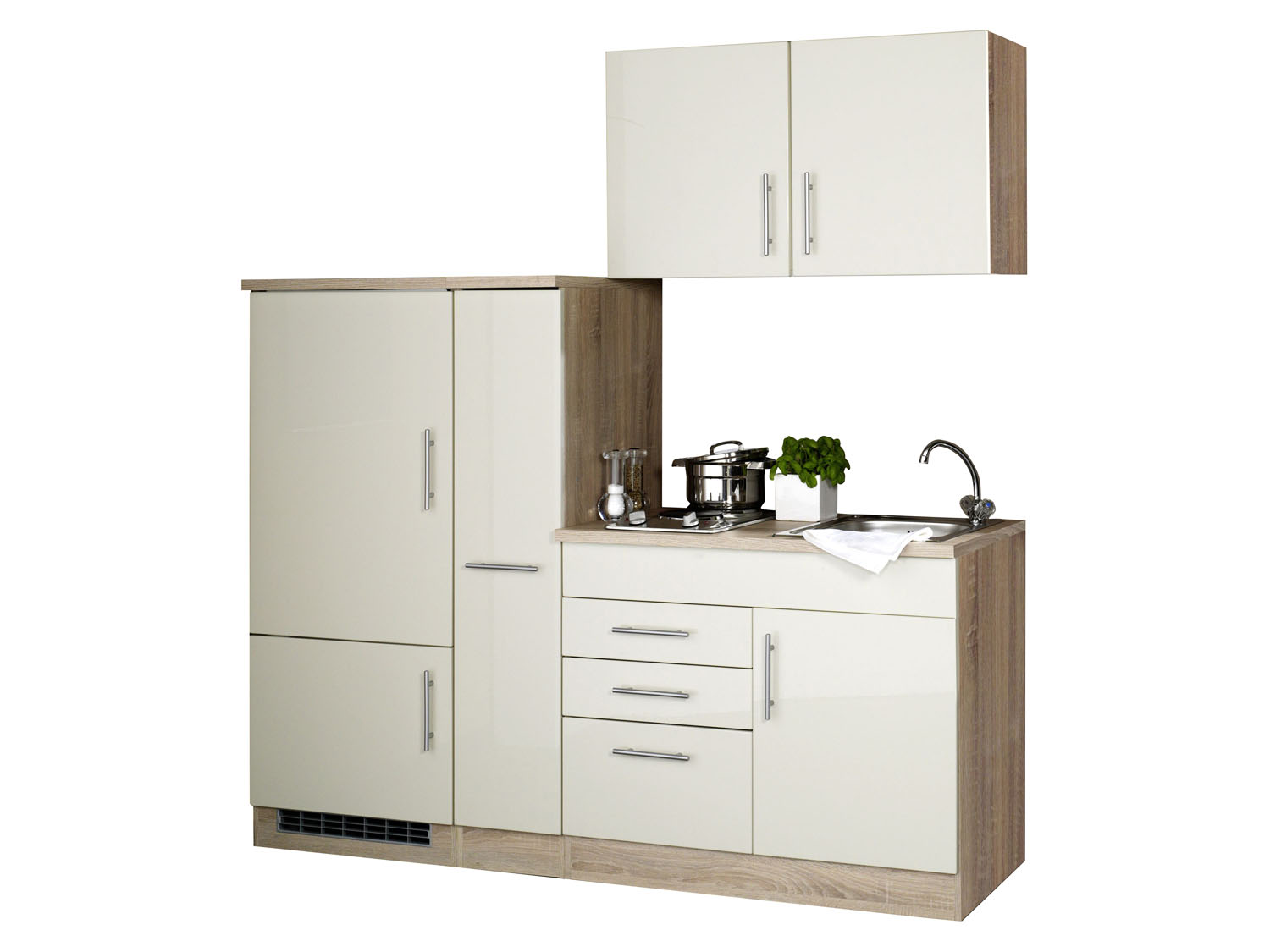HELD Single Küche Torino 100/120/160/180/190/210cm (Hochglanz-Creme / Eiche-Sonoma, Breite 190cm) – Bild 2 von 2