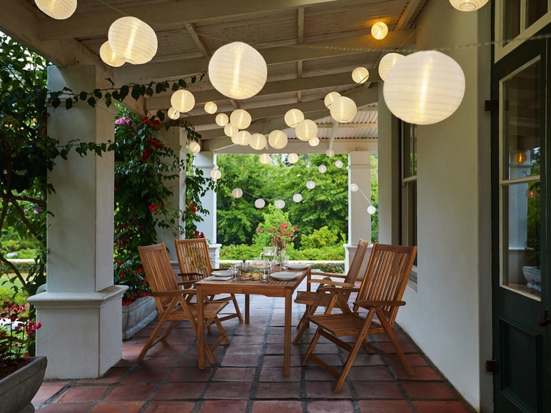 Gehe zu Vollbildansicht: FLORABEST Gartentisch, aus Akazienholz, mit Aussparung für Sonnenschirme, wetterfest - Bild 10