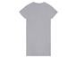 Ein graues T-Shirt-Kleid mit kurzen Ärmeln.