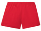 Rote Baumwollshorts.