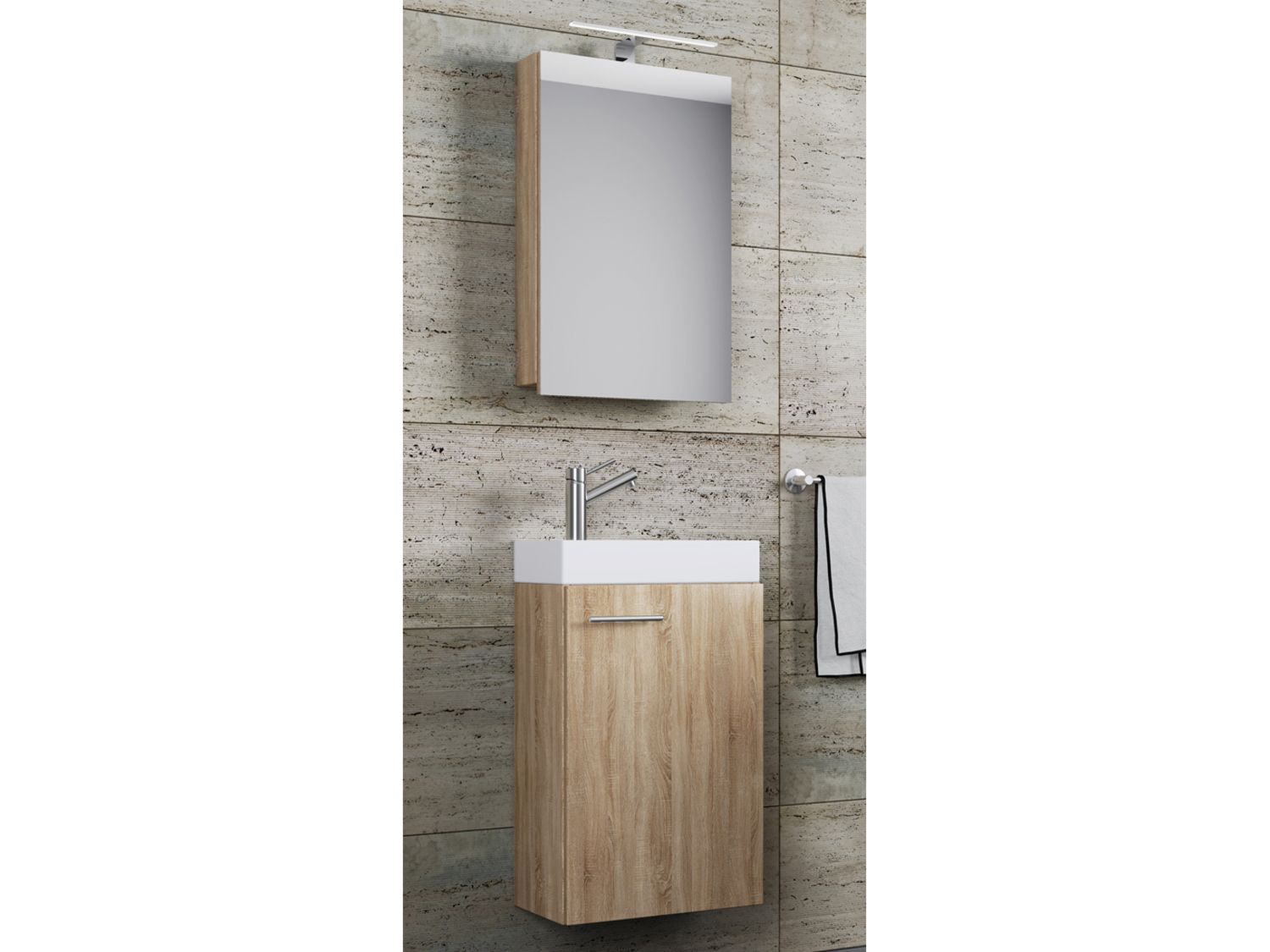 VCM Gäste-Waschplatz Slito (mit Spiegelschrank, Sonoma-Eiche) – Bild 2 von 3