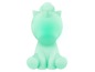 Eine mintgrüne Lampe in Form eines Einhorns.