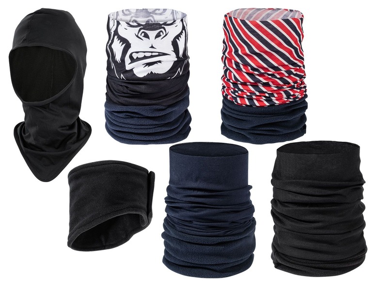 Schwarze Sturmhaube, Halswärmer mit Gorilla-Druck und Streifen