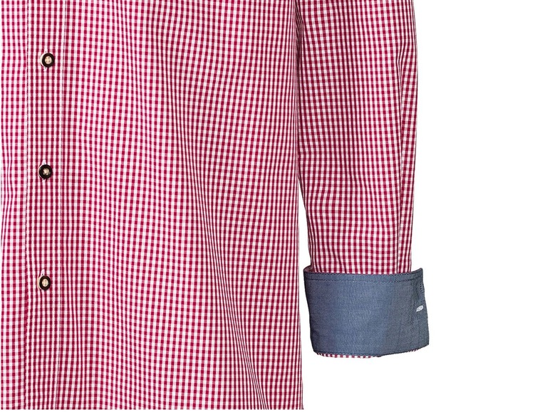 Gehe zu Vollbildansicht: LIVERGY® Trachtenhemd Herren, mit Knöpfen in Hornoptik und Brusttasche, reine Baumwolle - Bild 9