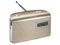 Ein goldfarbenes Grundig Radio mit Teleskopantenne.
