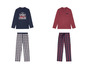 Zwei Herren-Pyjama-Sets mit langen Ärmeln und karierten Hosen.