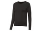 Ein schwarzes Langarmshirt mit Rundhalsausschnitt.