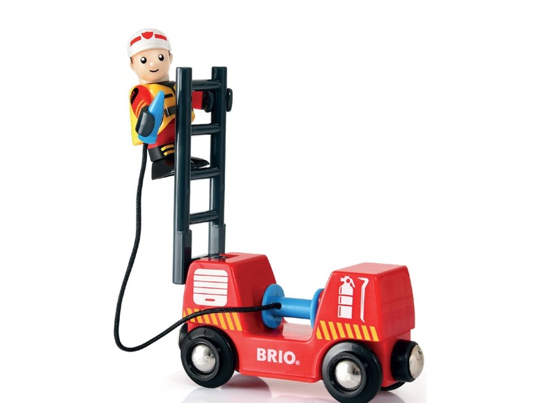 Gehe zu Vollbildansicht: BRIO World Feuerwehr Set, 18-teilig, auf Schienen, mit Feuerwehrzug und -schlauch - Bild 4