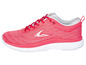 Rosa Laufschuhe mit weißer Sohle.