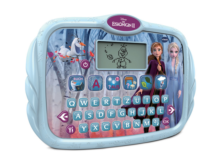 Vtech Spielzeug für Kinder mit Frozen II Motiv, inklusive Buchstaben und Tastatur.
