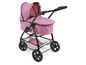 Rosa Kinderwagen mit großem Korb.