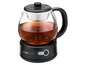 Eine Clatronic Glas-Teekanne mit Warmhaltefunktion.