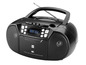 Ein schwarzes Dual tragbares Radio mit CD-Player, Kassettendeck, MP3-Player und USB-Anschluss.
