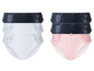 Drei Paar Damen-Unterwäsche, darunter zwei schwarze mit Spitze und ein rosa.