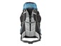 Ein schwarzer Rucksack mit blauem Akzent und der Marke 'The North Face'.